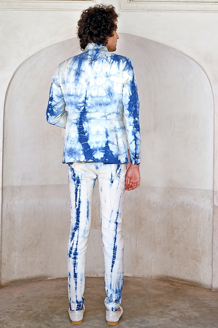 Indigo Embroidered Wedding Bandhgala Set by Gaurav Katta at Pernia's Pop Up Shop