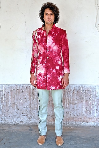 Fuchsia Dip-Dyed Indo-Western Set by Gaurav Katta