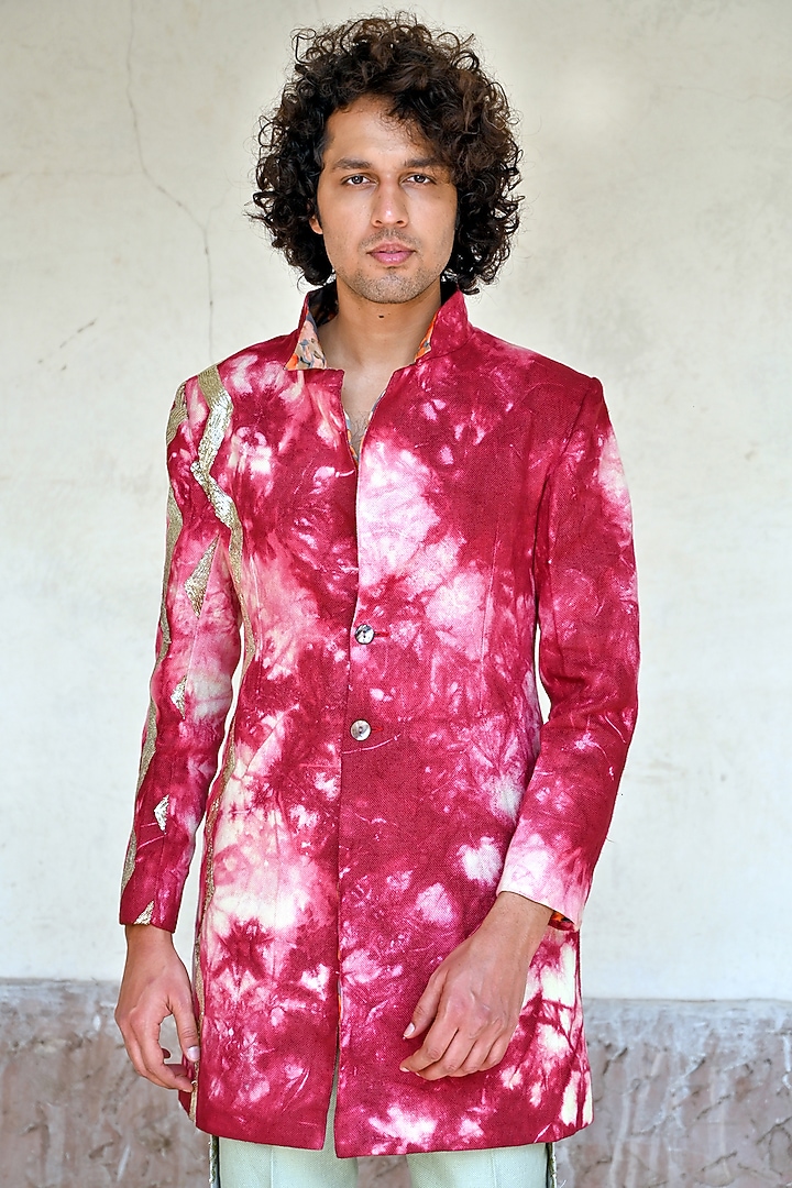 Fuchsia Dip-Dyed Indo-Western Set by Gaurav Katta at Pernia's Pop Up Shop