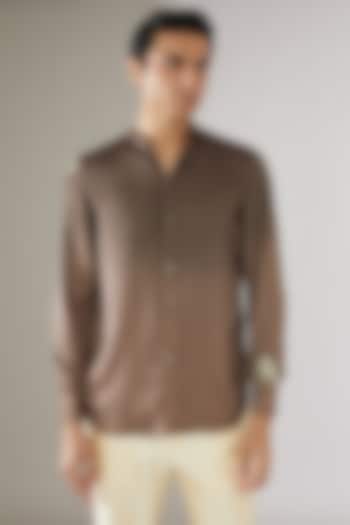 Brown Modal Silk Ombre Shirt by Gaurav Katta