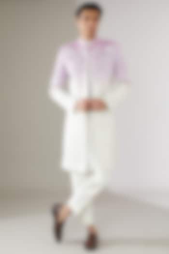 Lilac & White Italian Cotton Ombre Wedding Indowestern Jacket by Gaurav Katta at Pernia's Pop Up Shop
