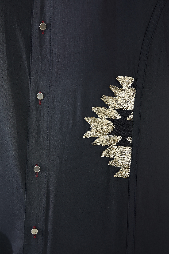 Black Modal Silk Party Wear Shirt by Gaurav Katta at Pernia's Pop Up Shop