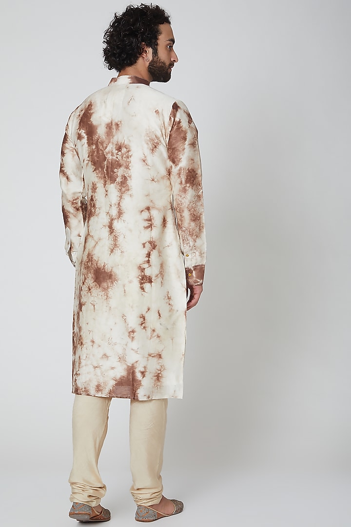 White Chanderi Tie-Dye Printed Kurta by Gaurav Katta at Pernia's Pop Up Shop