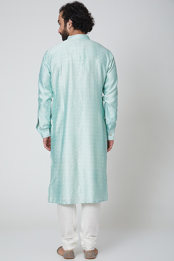 Powder Blue Tie-Dye Printed Kurta by Gaurav Katta at Pernia's Pop Up Shop