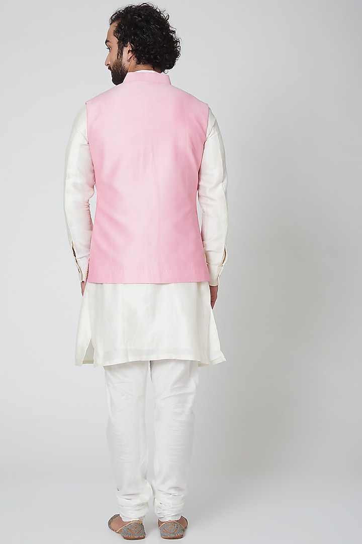 Blush Pink Embroidered Nehru Jacket by Gaurav Katta at Pernia's Pop Up Shop