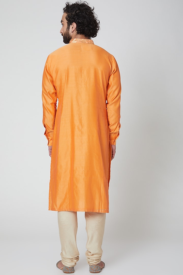 Orange Chanderi Kurta by Gaurav Katta at Pernia's Pop Up Shop