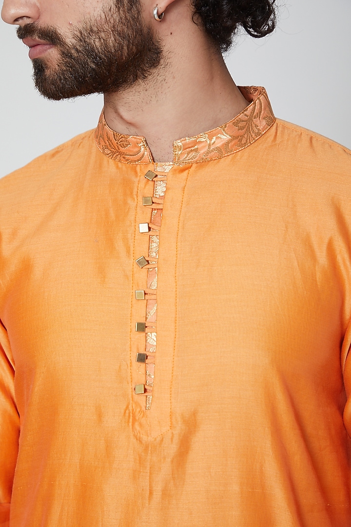 Orange Chanderi Kurta by Gaurav Katta at Pernia's Pop Up Shop