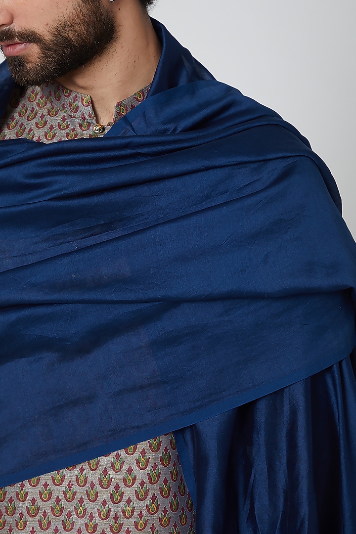 Indigo Blue Chanderi Stole by Gaurav Katta at Pernia's Pop Up Shop