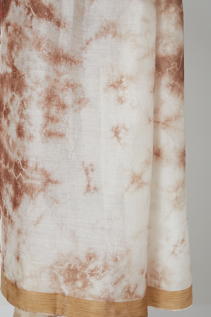 White & Brown Printed Stole by Gaurav Katta at Pernia's Pop Up Shop
