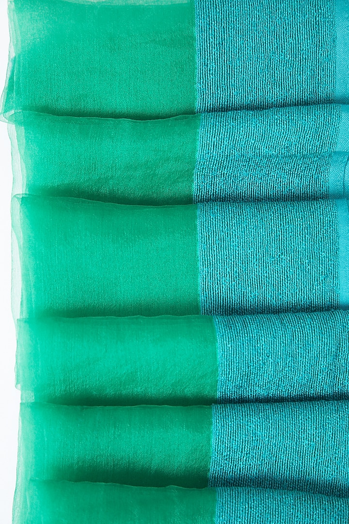 Turquoise & Green Net Stole by Gaurav Katta at Pernia's Pop Up Shop