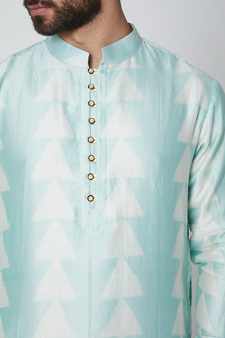 Powder Blue Printed Kurta by Gaurav Katta at Pernia's Pop Up Shop
