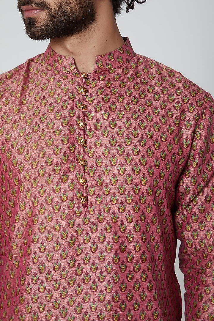 Rose Gold Printed Kurta by Gaurav Katta at Pernia's Pop Up Shop