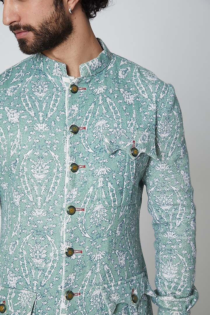 Mint Green Printed Kurta by Gaurav Katta at Pernia's Pop Up Shop