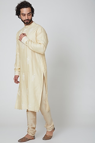 Beige Printed Kurta by Gaurav Katta