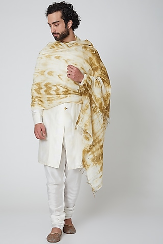 Beige Printed Stole by Gaurav Katta