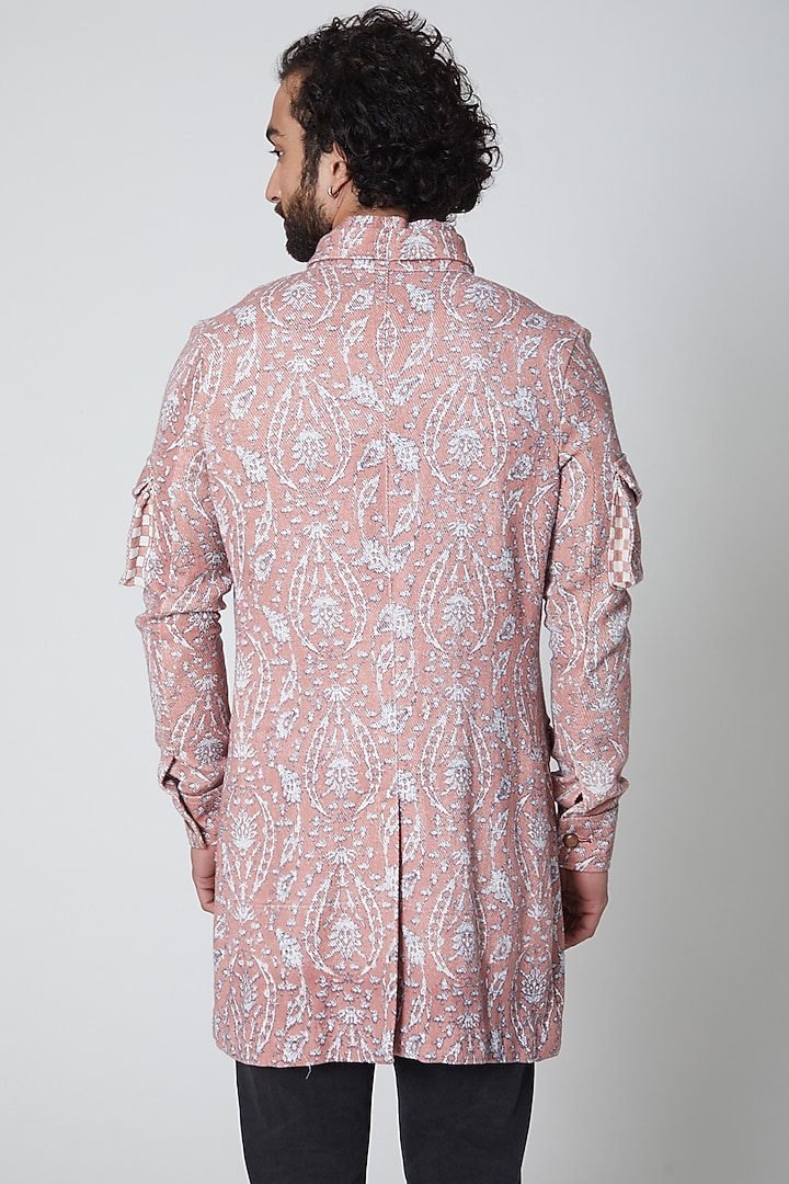 Peach Twill Cotton Hand Block Printed Kurta by Gaurav Katta at Pernia's Pop Up Shop