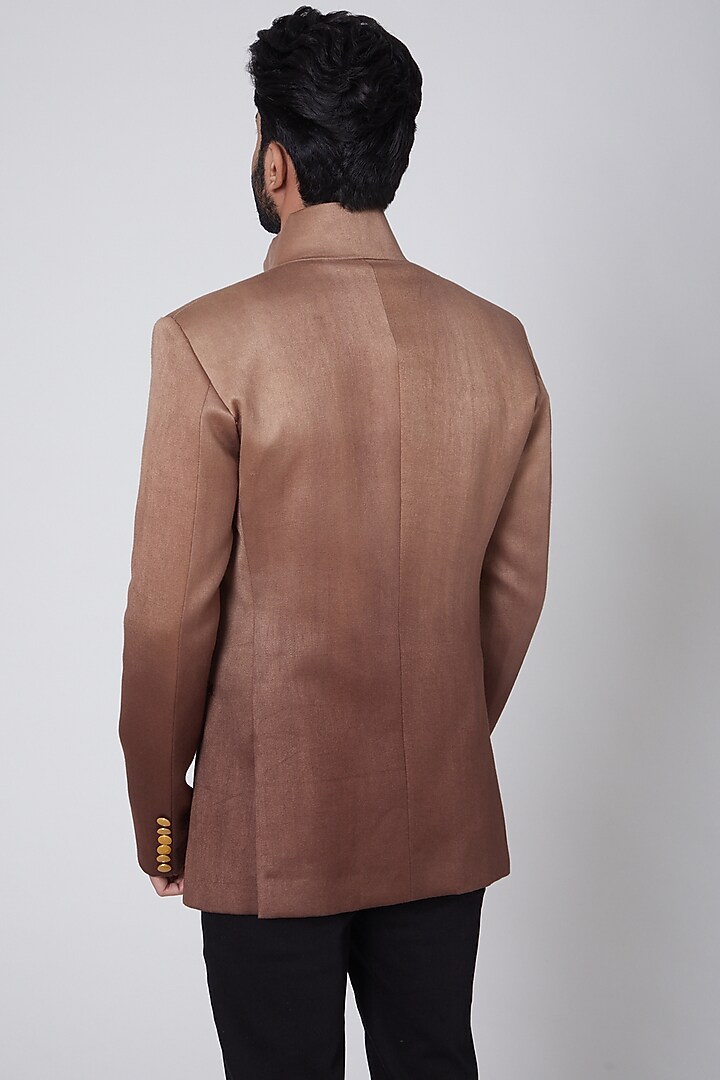 Copper Italian Cotton Wedding Bandhgala Jacket by Gaurav Katta at Pernia's Pop Up Shop