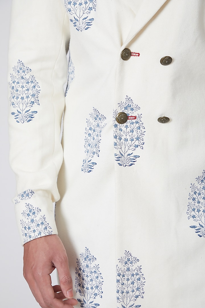 White Printed Lapel Wedding Shirt by Gaurav Katta at Pernia's Pop Up Shop