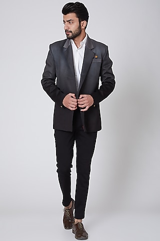 Black Italian Cotton Blazer by Gaurav Katta
