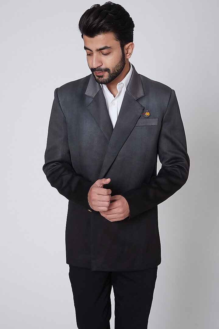 Black Italian Cotton Blazer by Gaurav Katta at Pernia's Pop Up Shop