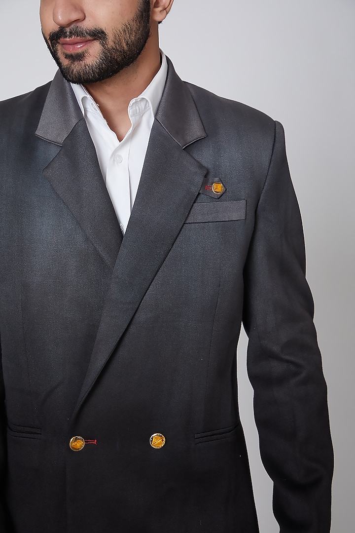Black Italian Cotton Blazer by Gaurav Katta at Pernia's Pop Up Shop