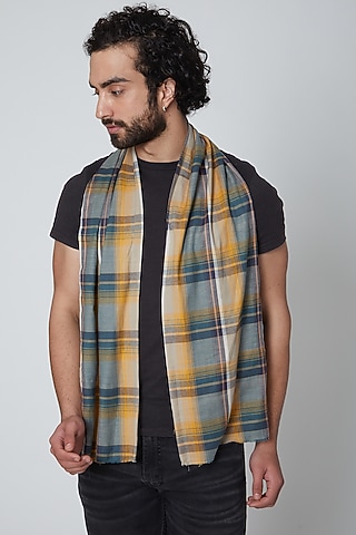 Multi Colored Wool Twill Muffler by Gaurav Katta
