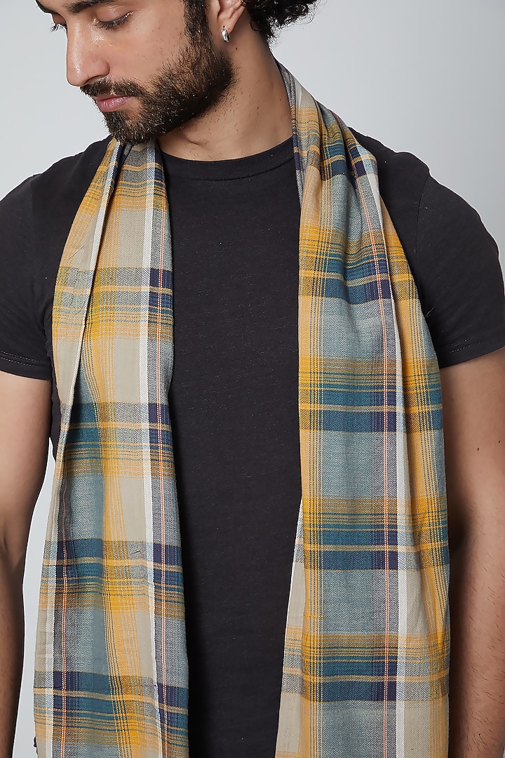 Multi Colored Wool Twill Muffler by Gaurav Katta at Pernia's Pop Up Shop