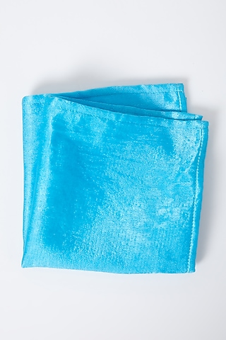 Turquoise Modal Silk Pocket Square by Gaurav Katta