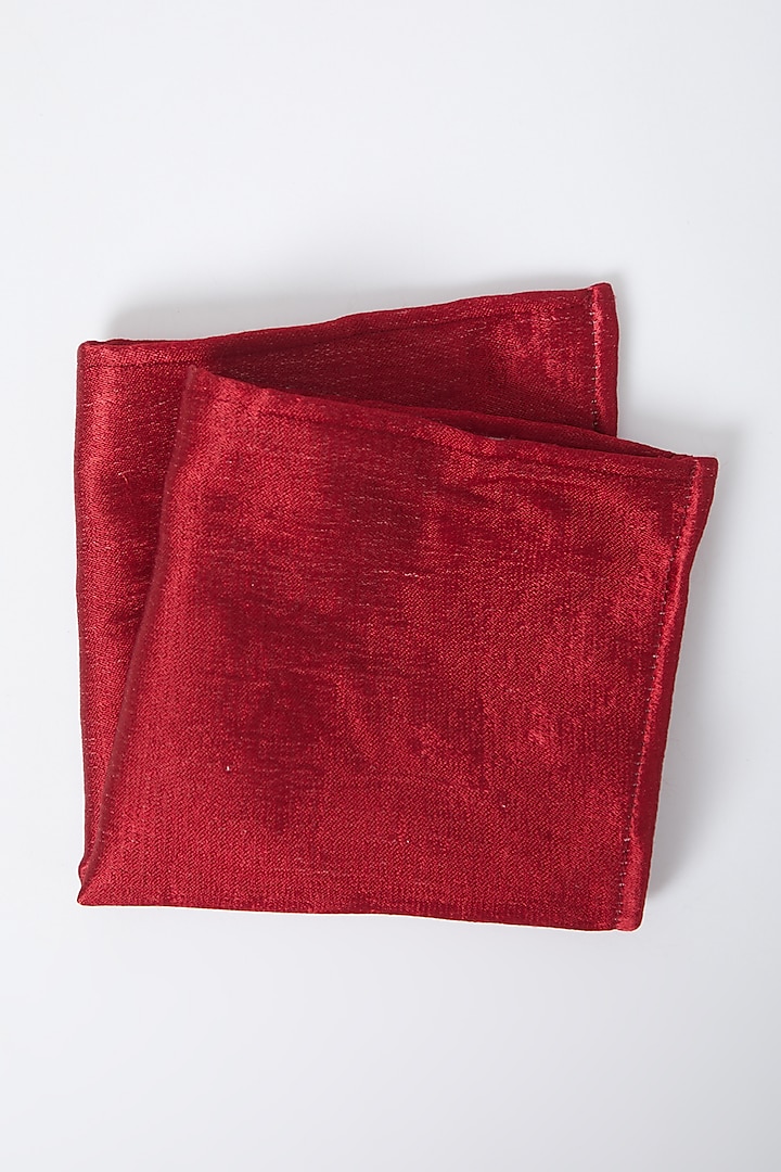 Red Modal Silk Pocket Square by Gaurav Katta