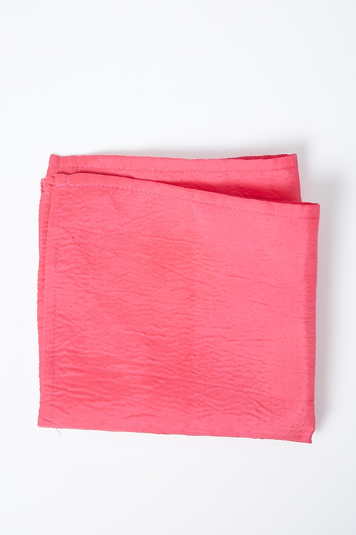 Peach Modal Silk Pocket Square by Gaurav Katta