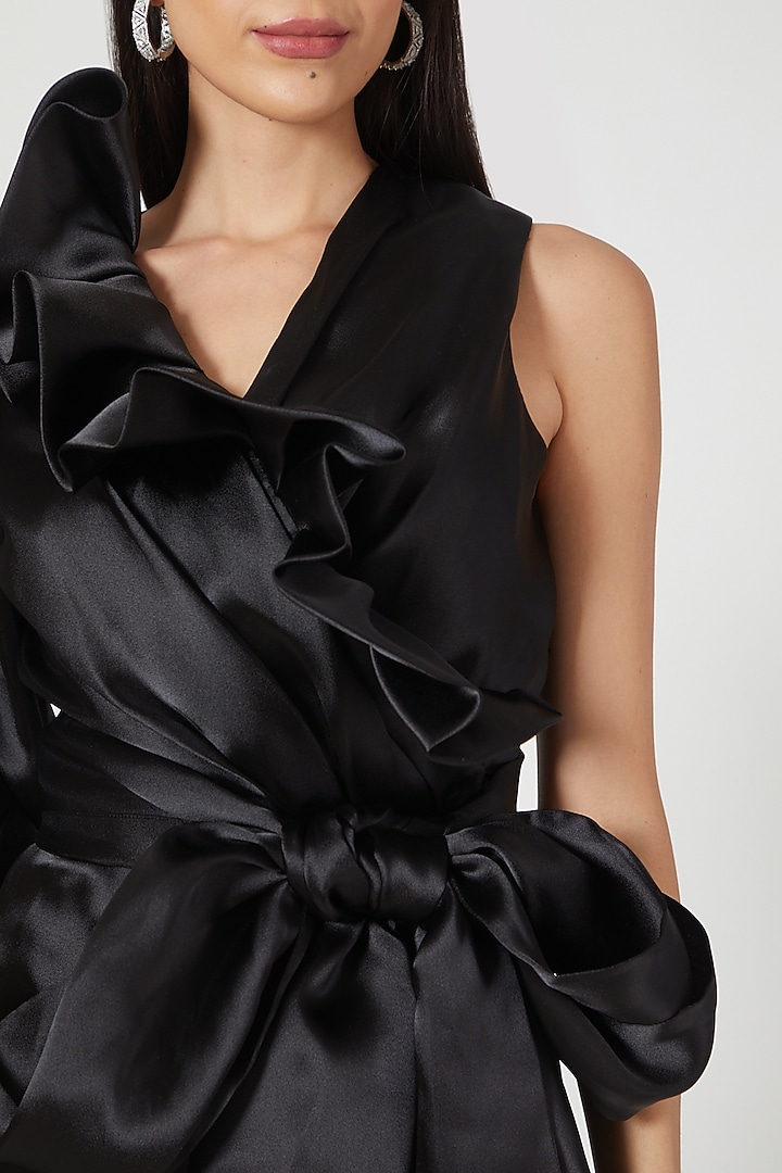 Black Organza Ruffled Mini Cocktail Dress by Gauri And Nainika at Pernia's Pop Up Shop