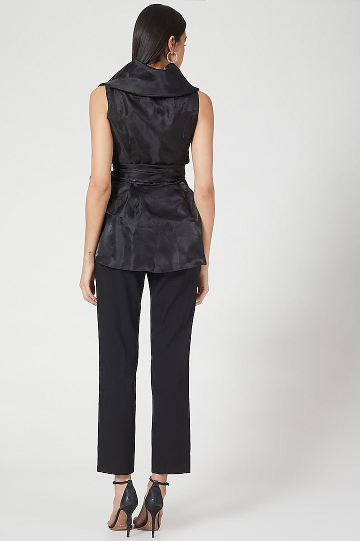 Black Organza Wrap Top by Gauri And Nainika at Pernia's Pop Up Shop