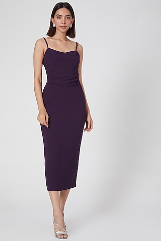 Purple Micro Crepe Pencil Dress by Gauri and Nainika