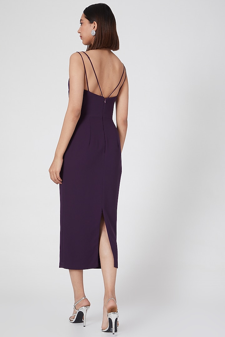 Purple Micro Crepe Pencil Cocktail Dress by Gauri and Nainika at Pernia's Pop Up Shop