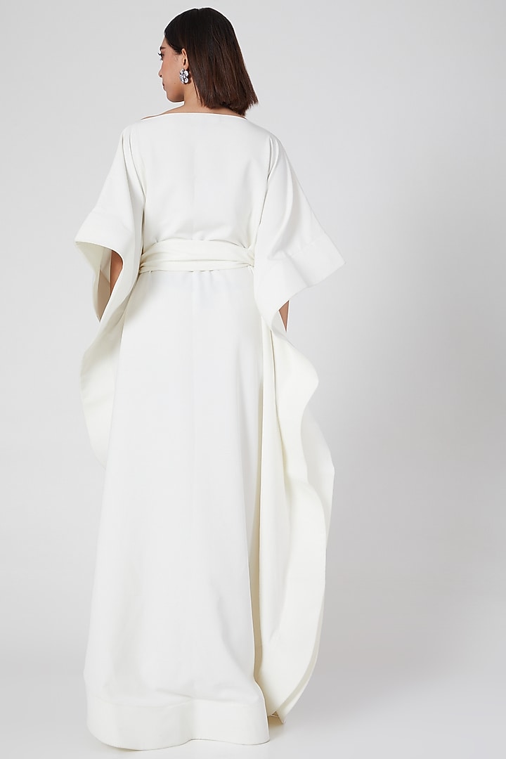White Micro Crepe Kaftan Dress by Gauri and Nainika at Pernia's Pop Up Shop