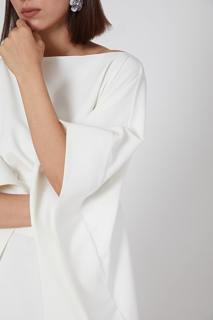 White Micro Crepe Kaftan Dress by Gauri and Nainika at Pernia's Pop Up Shop