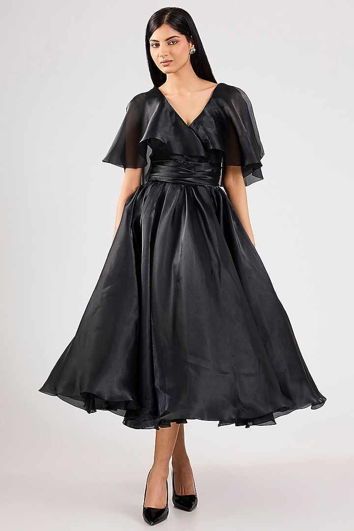 Black Organza Party Wear Dress by Gauri And Nainika at Pernia's Pop Up Shop