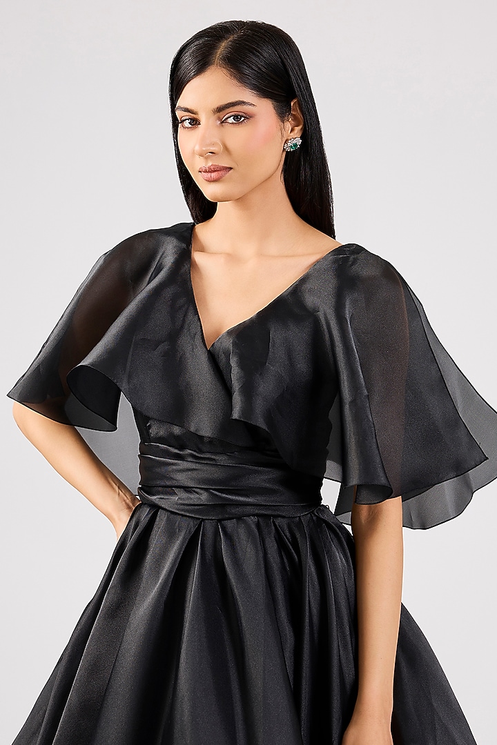 Black Organza Party Wear Dress by Gauri And Nainika at Pernia's Pop Up Shop