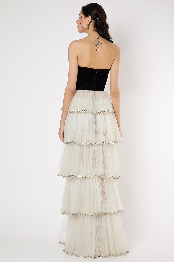 White Net Embroidered Gown by Gauri And Nainika at Pernia's Pop Up Shop