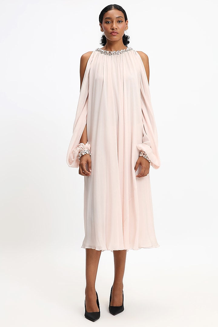 Light Pink Pure Chiffon Party Wear Dress by Gauri And Nainika at Pernia's Pop Up Shop