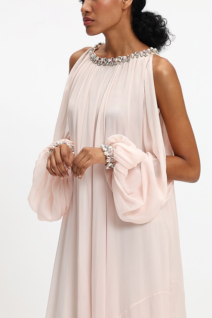 Light Pink Pure Chiffon Party Wear Dress by Gauri And Nainika at Pernia's Pop Up Shop