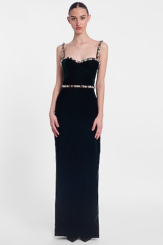 Black Velvet Gown by Gauri And Nainika