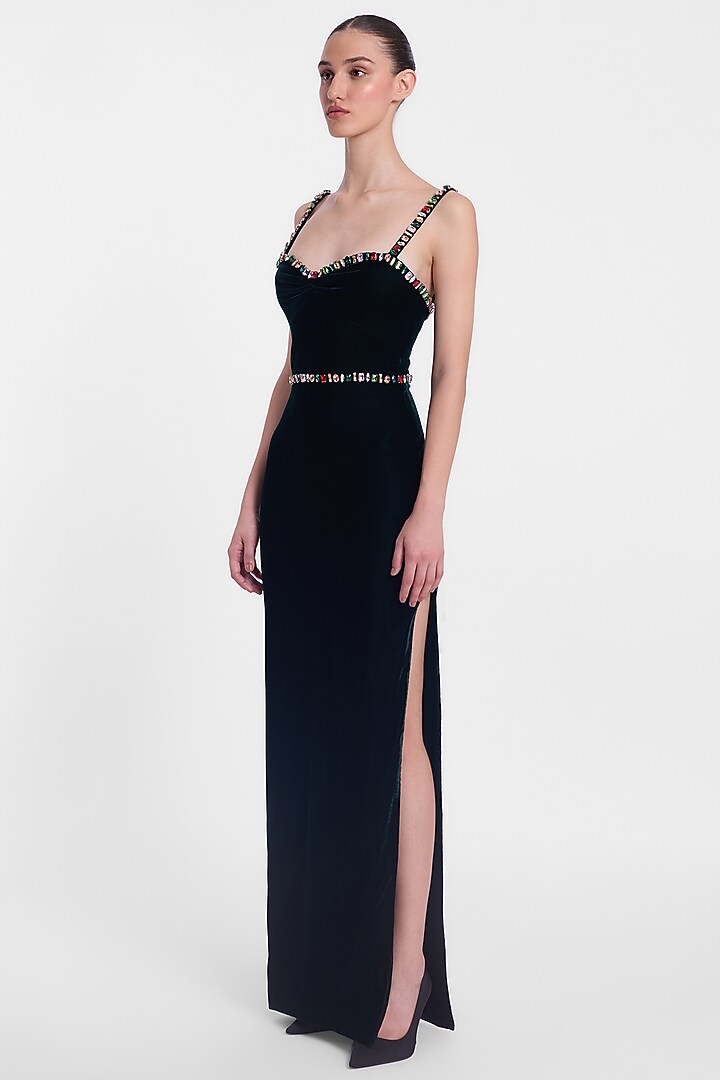 Black Velvet Wedding Gown by Gauri And Nainika at Pernia's Pop Up Shop