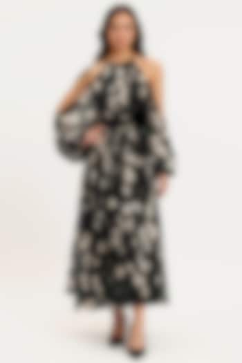 Black & White Pure Chiffon Printed Party Wear Dress by Gauri And Nainika at Pernia's Pop Up Shop