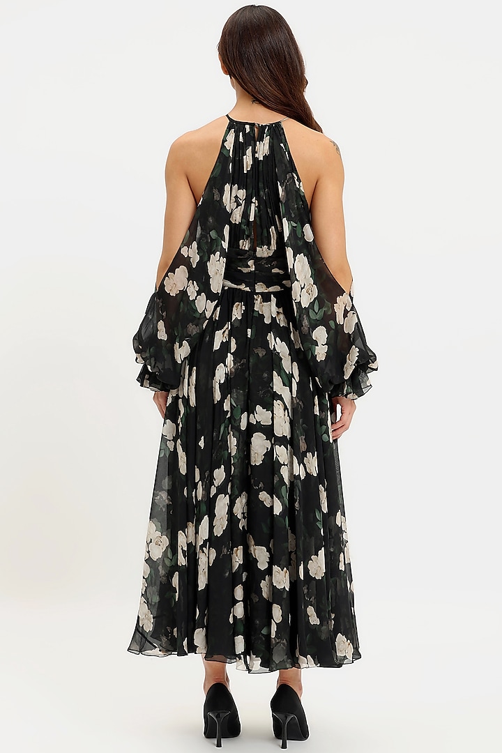 Black & White Pure Chiffon Printed Party Wear Dress by Gauri And Nainika at Pernia's Pop Up Shop