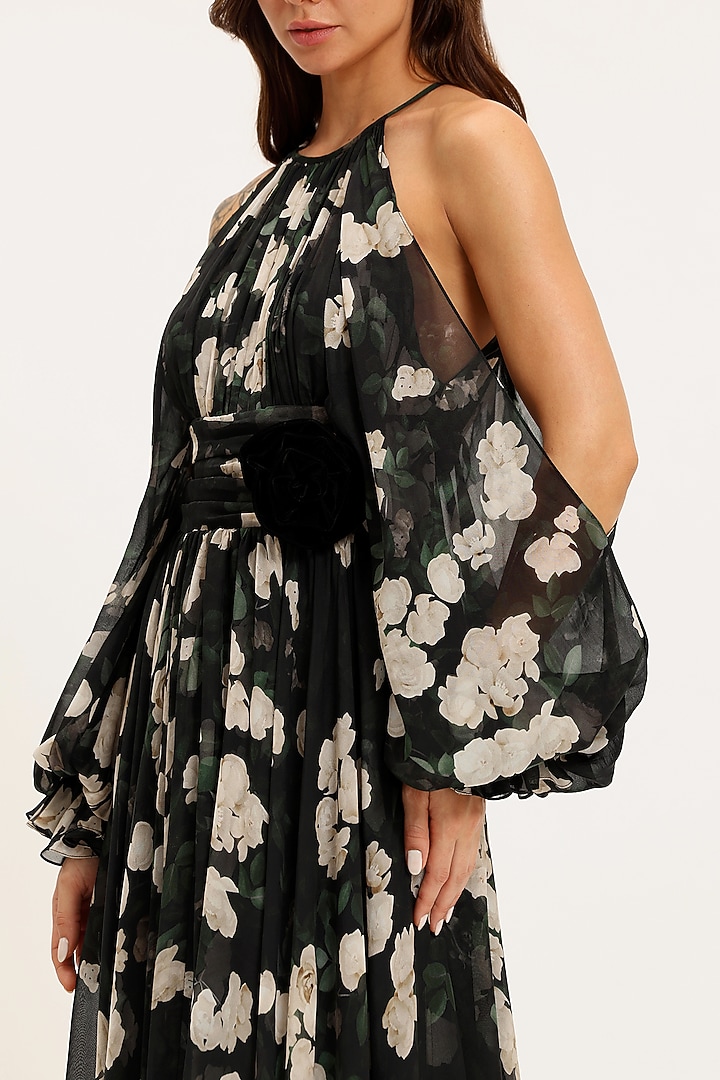 Black & White Pure Chiffon Printed Party Wear Dress by Gauri And Nainika at Pernia's Pop Up Shop