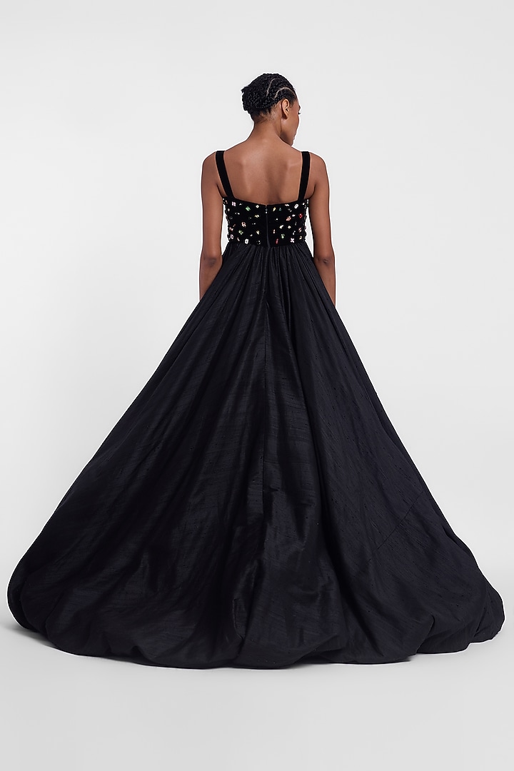Black Velvet & Raw Silk Bridal Gown by Gauri And Nainika at Pernia's Pop Up Shop