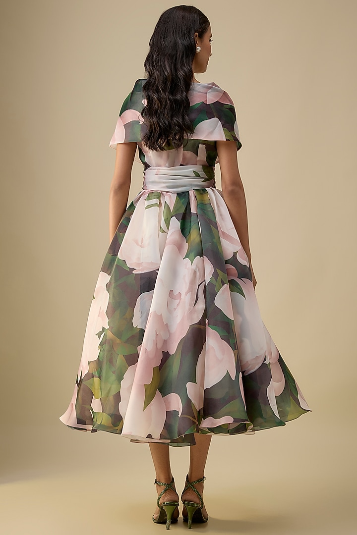 Black Organza Midi Party Wear Dress by Gauri And Nainika at Pernia's Pop Up Shop