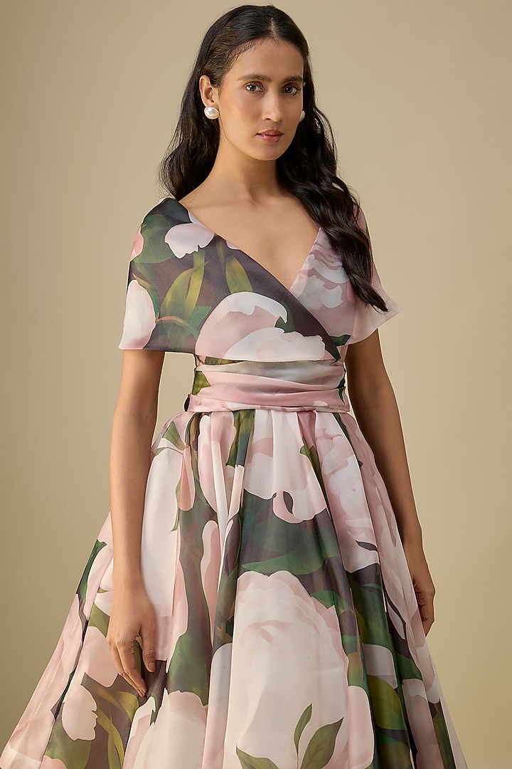 Black Organza Midi Party Wear Dress by Gauri And Nainika at Pernia's Pop Up Shop