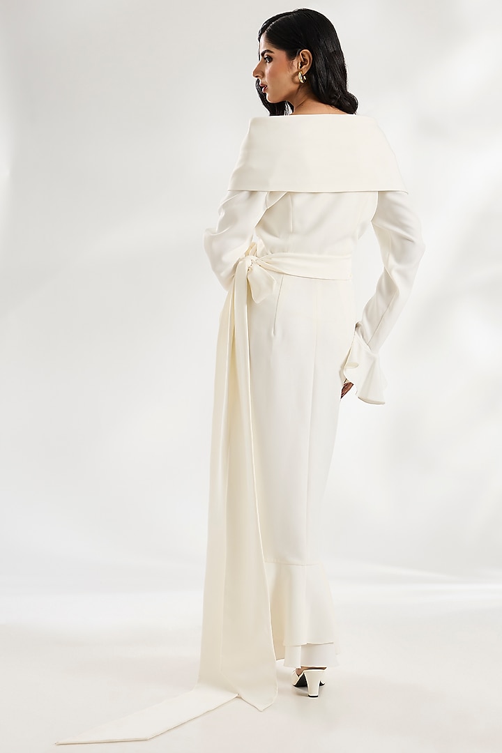 Ivory Micro Wrap Party Wear Dress by Gauri And Nainika at Pernia's Pop Up Shop